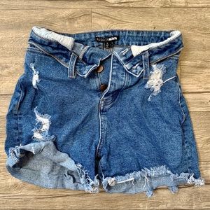 Fashion Nova Foldover Waist Distressed Jean Shorts